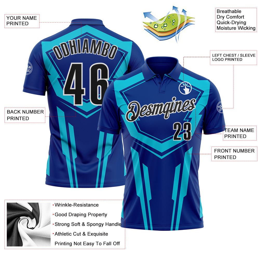 Custom Royal Black Lakes Blue-White Esports Performance Polo Shirt photo 3