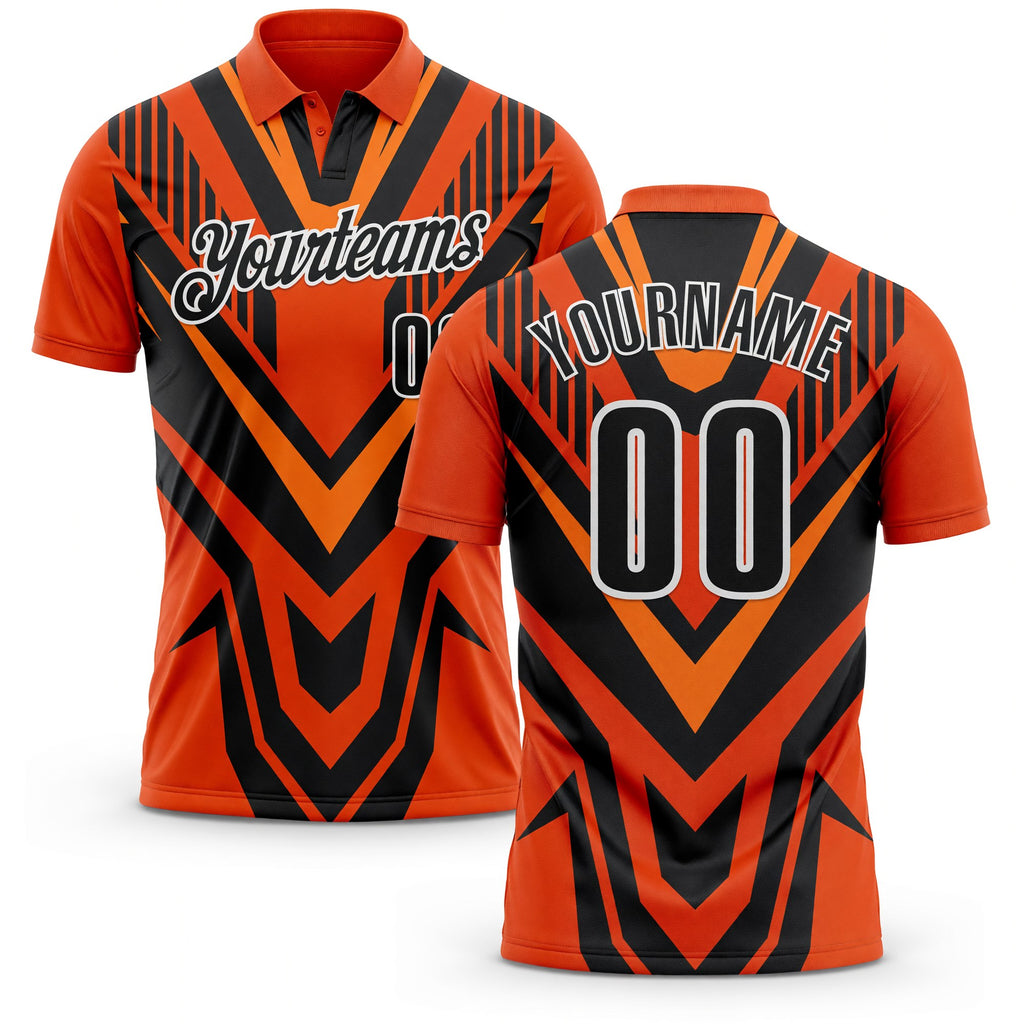 Custom Orange Black-White Esports Performance Polo Shirt
