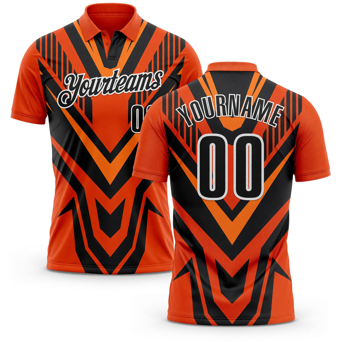 Custom Orange Black-White Esports Performance Polo Shirt