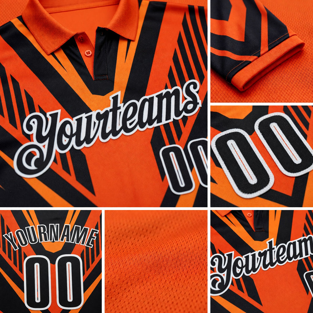 Custom Orange Black-White Esports Performance Polo Shirt detail