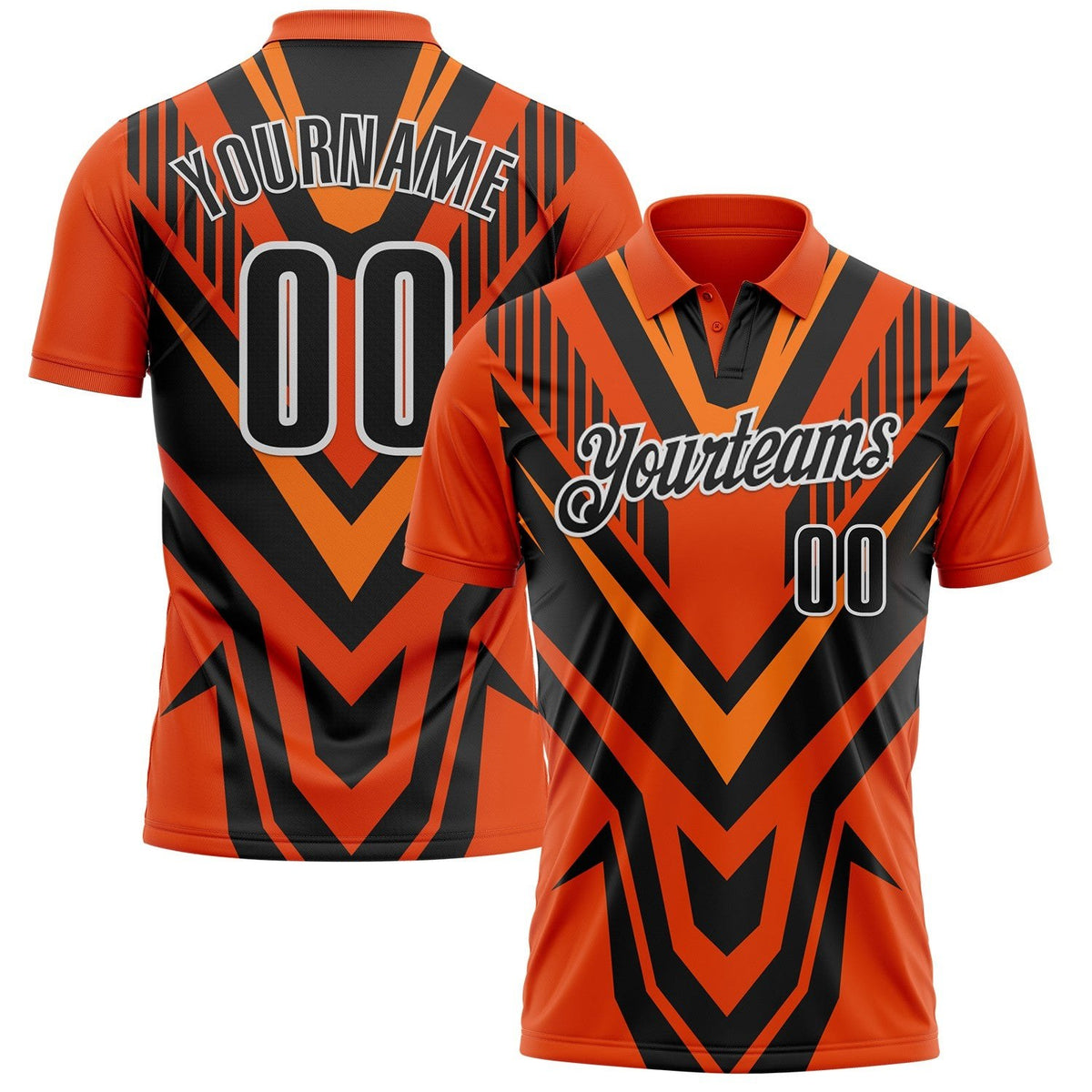 Custom Orange Black-White Esports Performance Polo Shirt photo 1