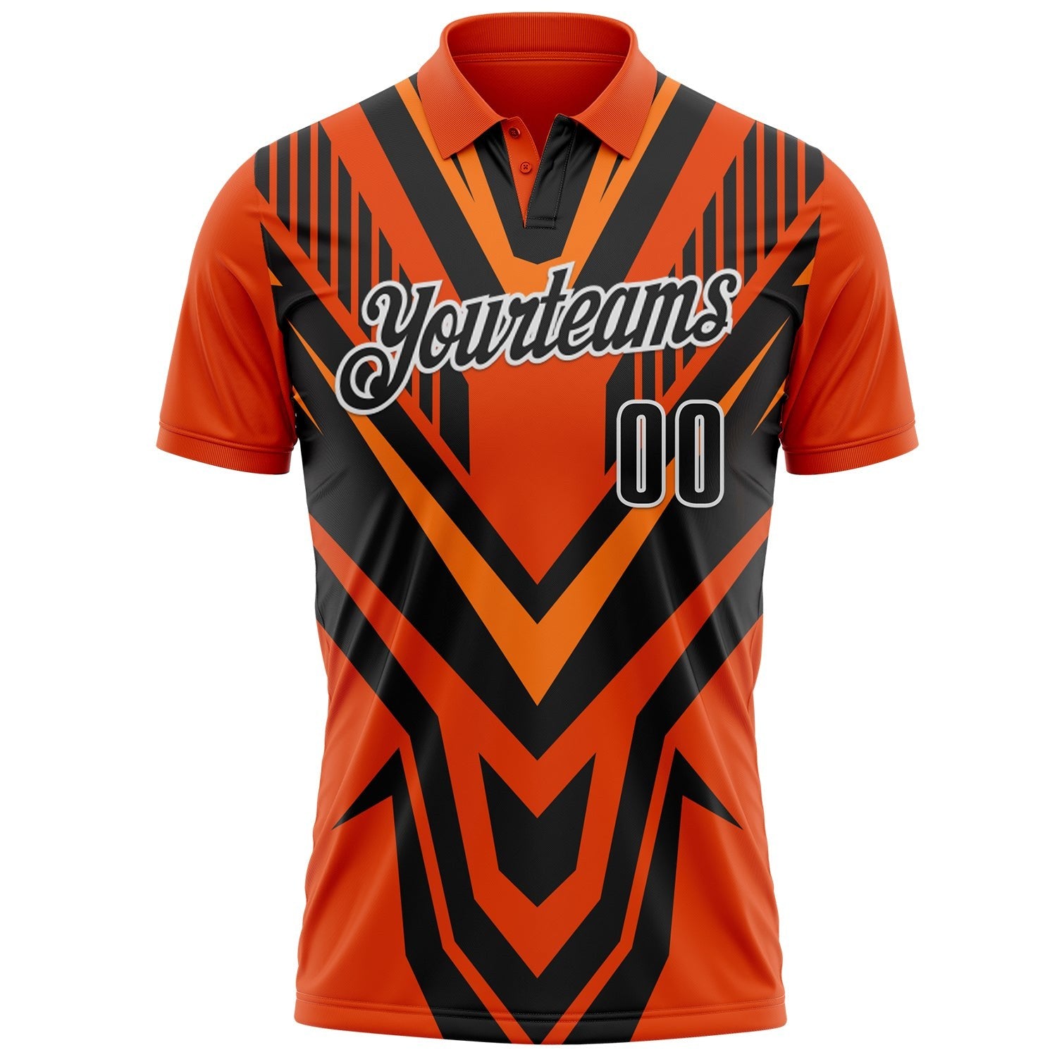 Custom Orange Black-White Esports Performance Polo Shirt photo 2