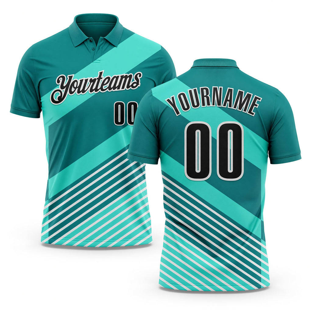 Custom Green Black-White Esports Performance Polo Shirt