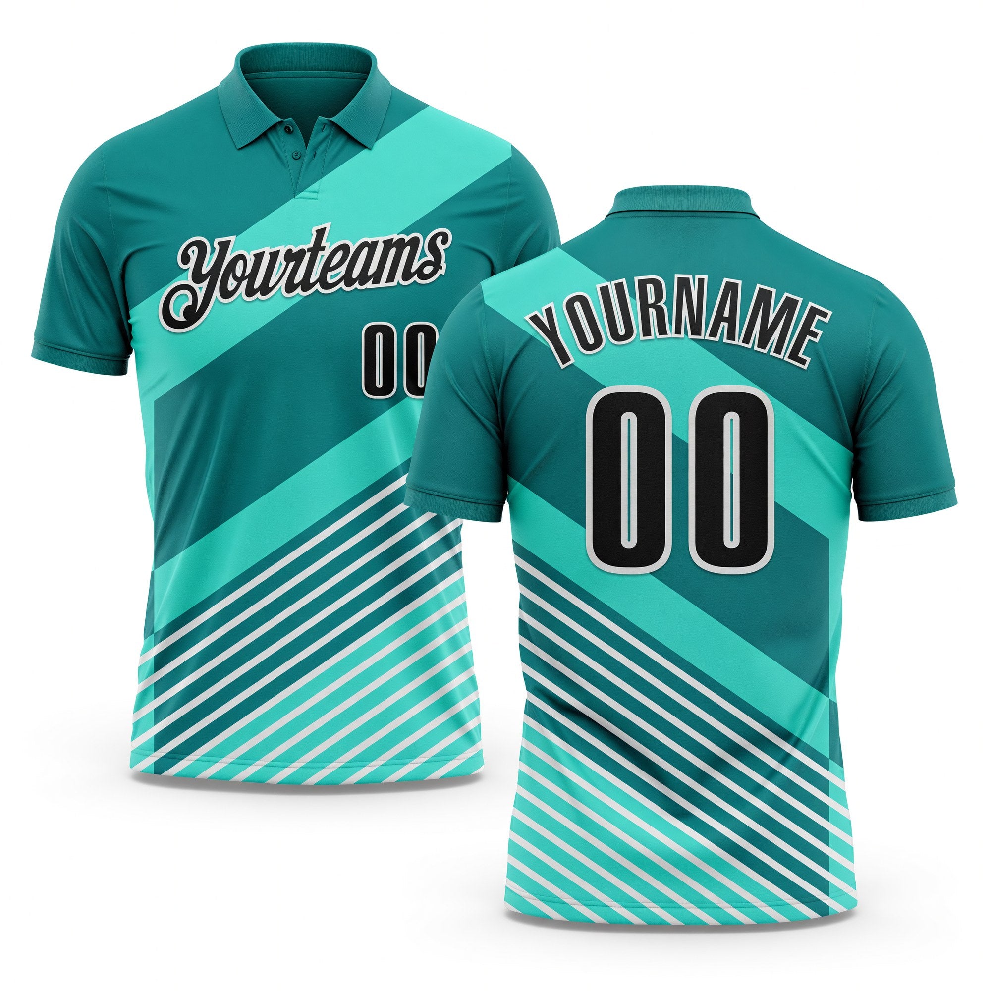 Custom Green Black-White Esports Performance Polo Shirt