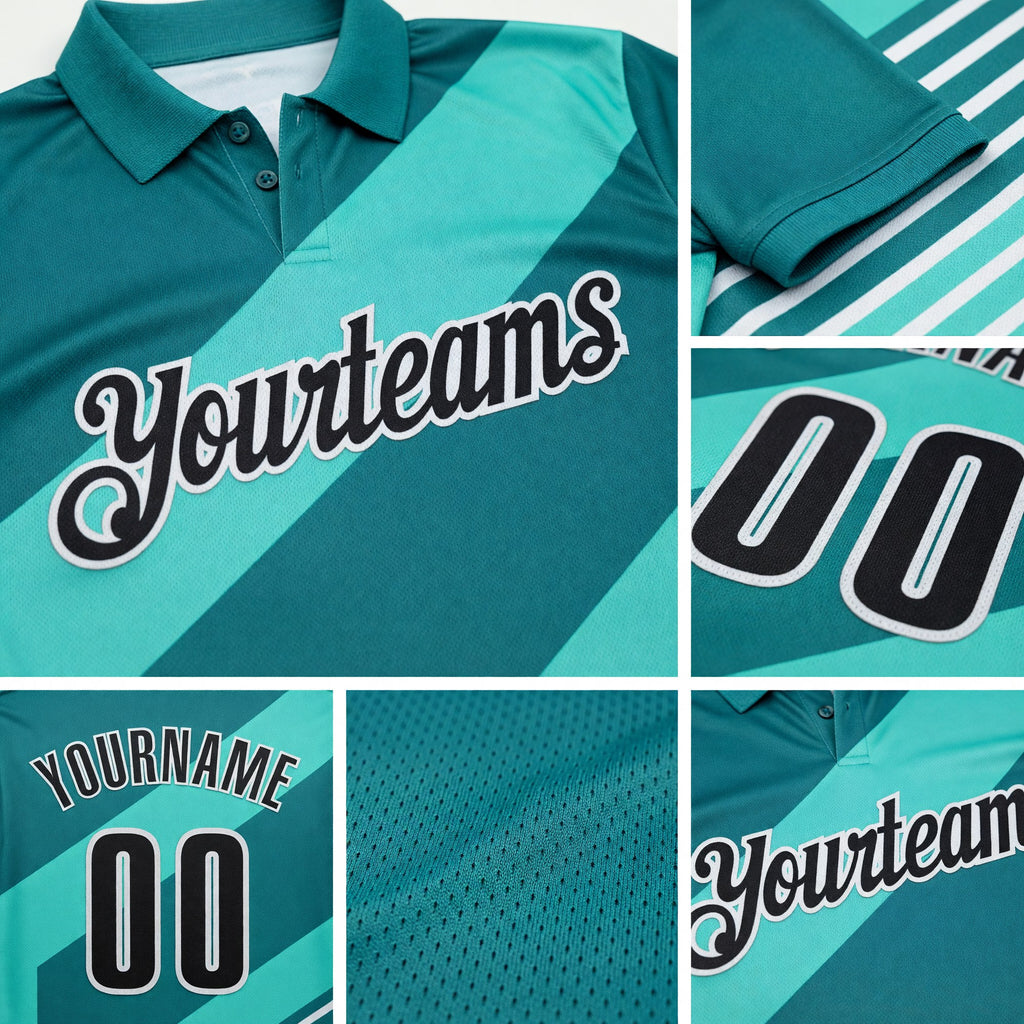 Custom Green Black-White Esports Performance Polo Shirt detail