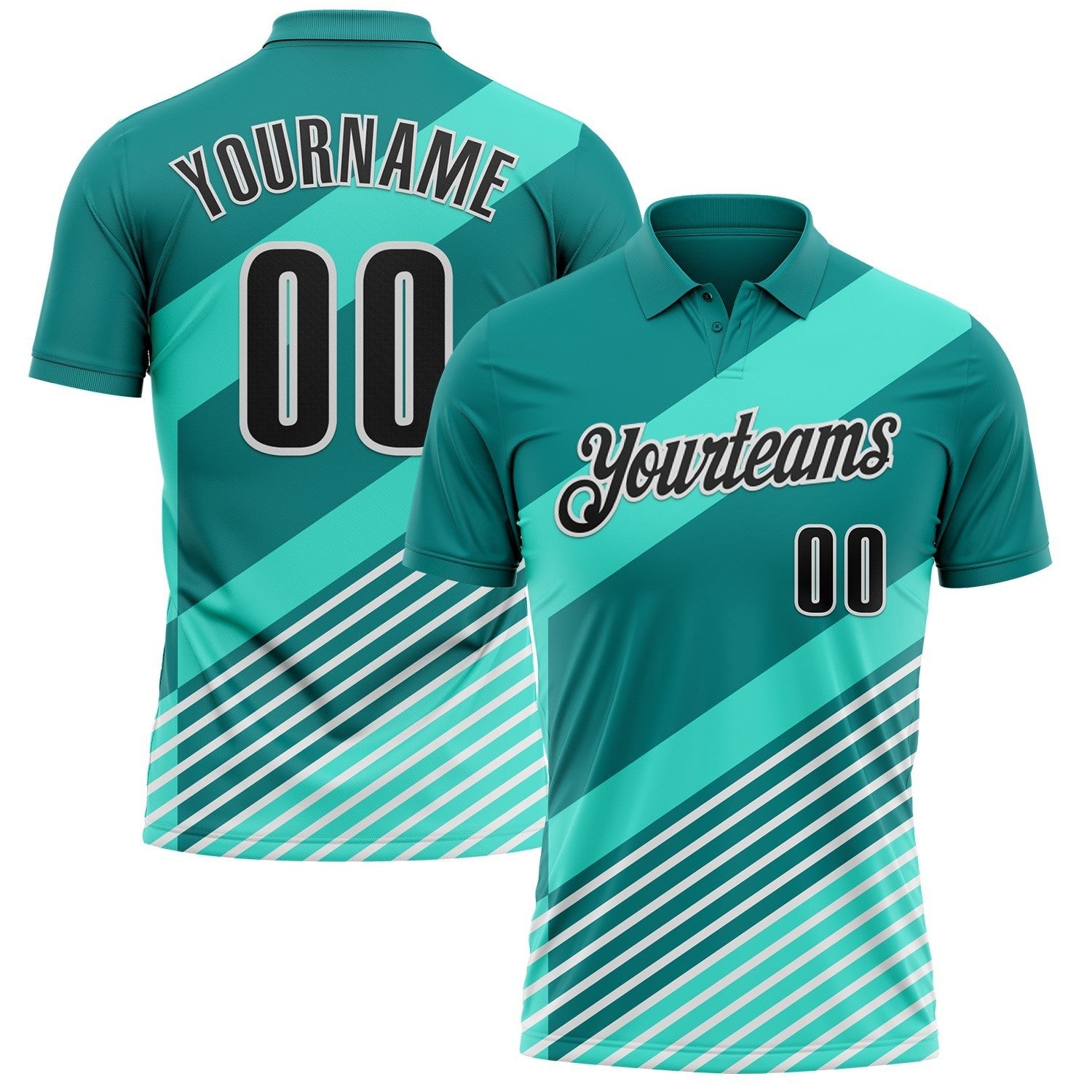 Custom Green Black-White Esports Performance Polo Shirt photo 1