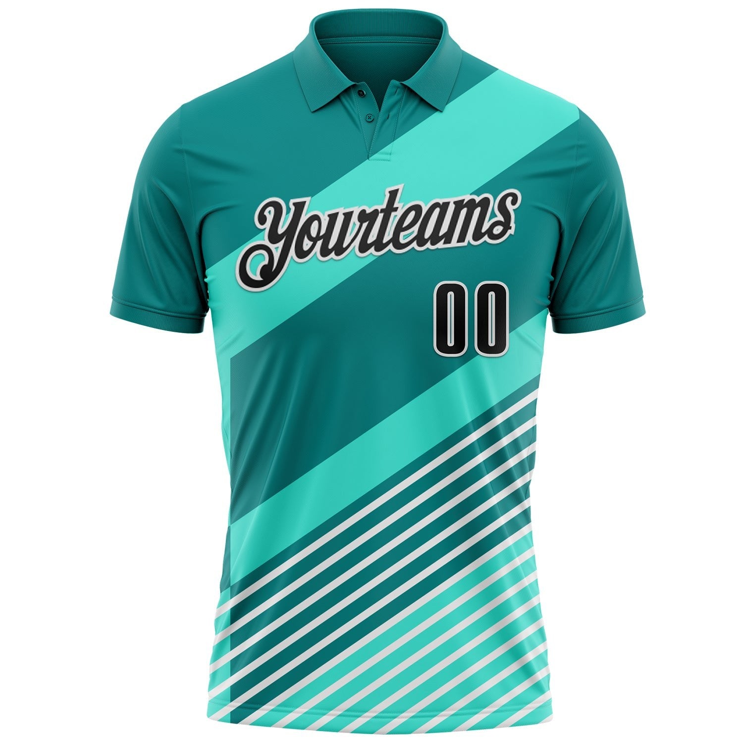 Custom Green Black-White Esports Performance Polo Shirt photo 2