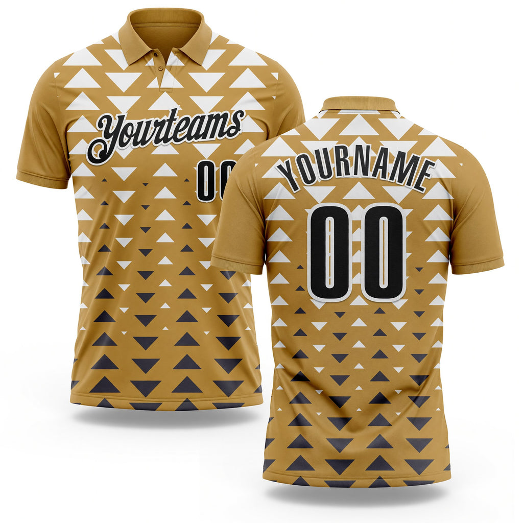 Custom Old Gold Black-White Esports Performance Polo Shirt