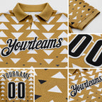 Custom Old Gold Black-White Esports Performance Polo Shirt detail
