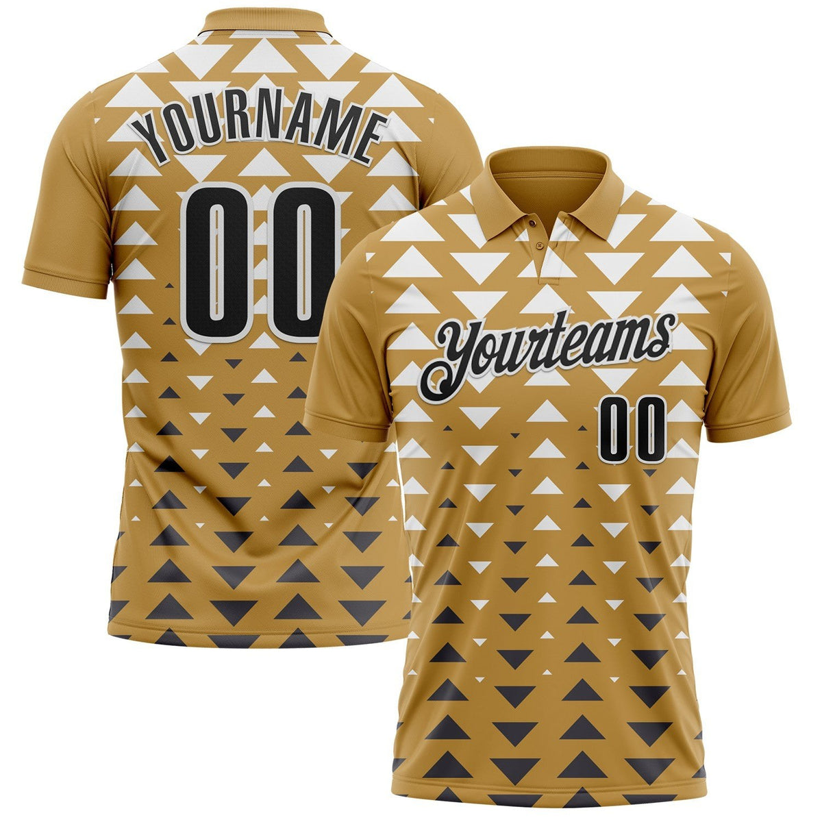 Custom Old Gold Black-White Esports Performance Polo Shirt photo 1