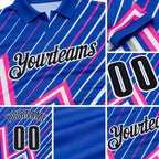 Custom Thunder Blue Black Gray Pink-White Esports Performance Polo Shirt detail