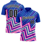 Custom Thunder Blue Black Gray Pink-White Esports Performance Polo Shirt photo 1