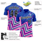 Custom Thunder Blue Black Gray Pink-White Esports Performance Polo Shirt photo 3