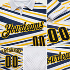 Custom White Black Yellow-Navy Esports Performance Polo Shirt detail