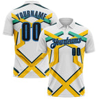 Custom White Black Yellow Green-Powder Blue Esports Performance Polo Shirt photo 1