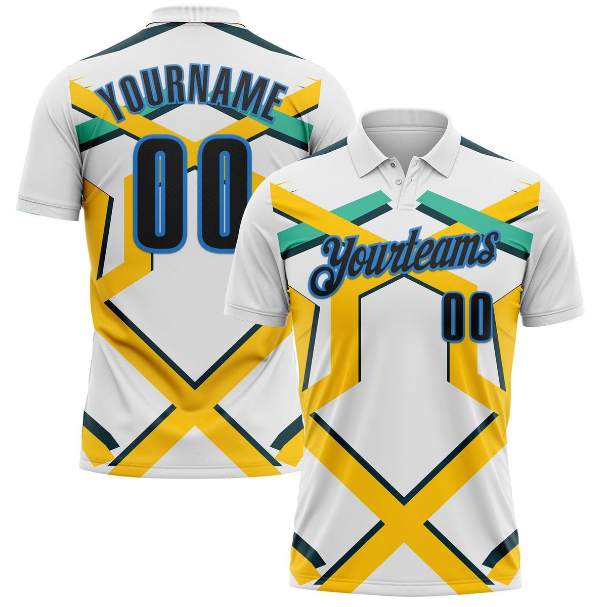 Custom White Black Yellow Green-Powder Blue Esports Performance Polo Shirt photo 1