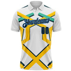 Custom White Black Yellow Green-Powder Blue Esports Performance Polo Shirt photo 2
