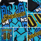 Custom Black Blue-Yellow Esports Performance Polo Shirt detail