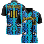 Custom Black Blue-Yellow Esports Performance Polo Shirt photo 1