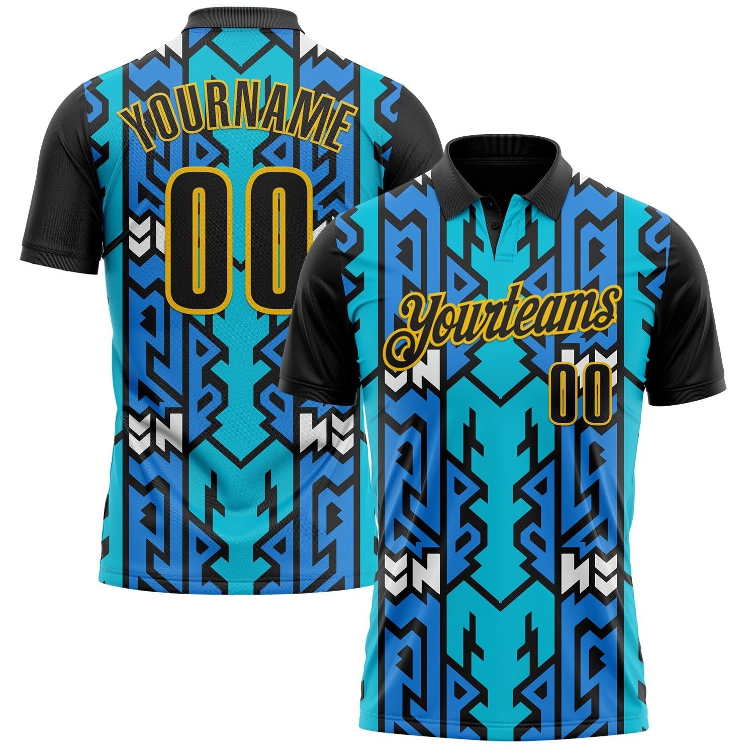 Custom Black Blue-Yellow Esports Performance Polo Shirt photo 1