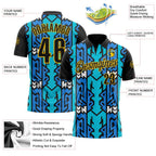 Custom Black Blue-Yellow Esports Performance Polo Shirt photo 3