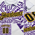 Custom White Black Purple-Yellow Esports Performance Polo Shirt detail