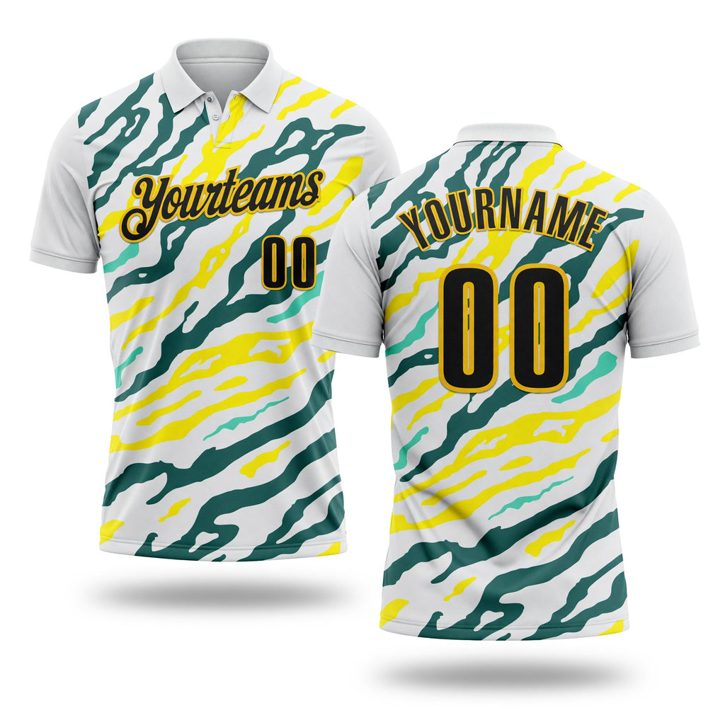 Custom White Black Light Yellow Green-Yellow Esports Performance Polo Shirt