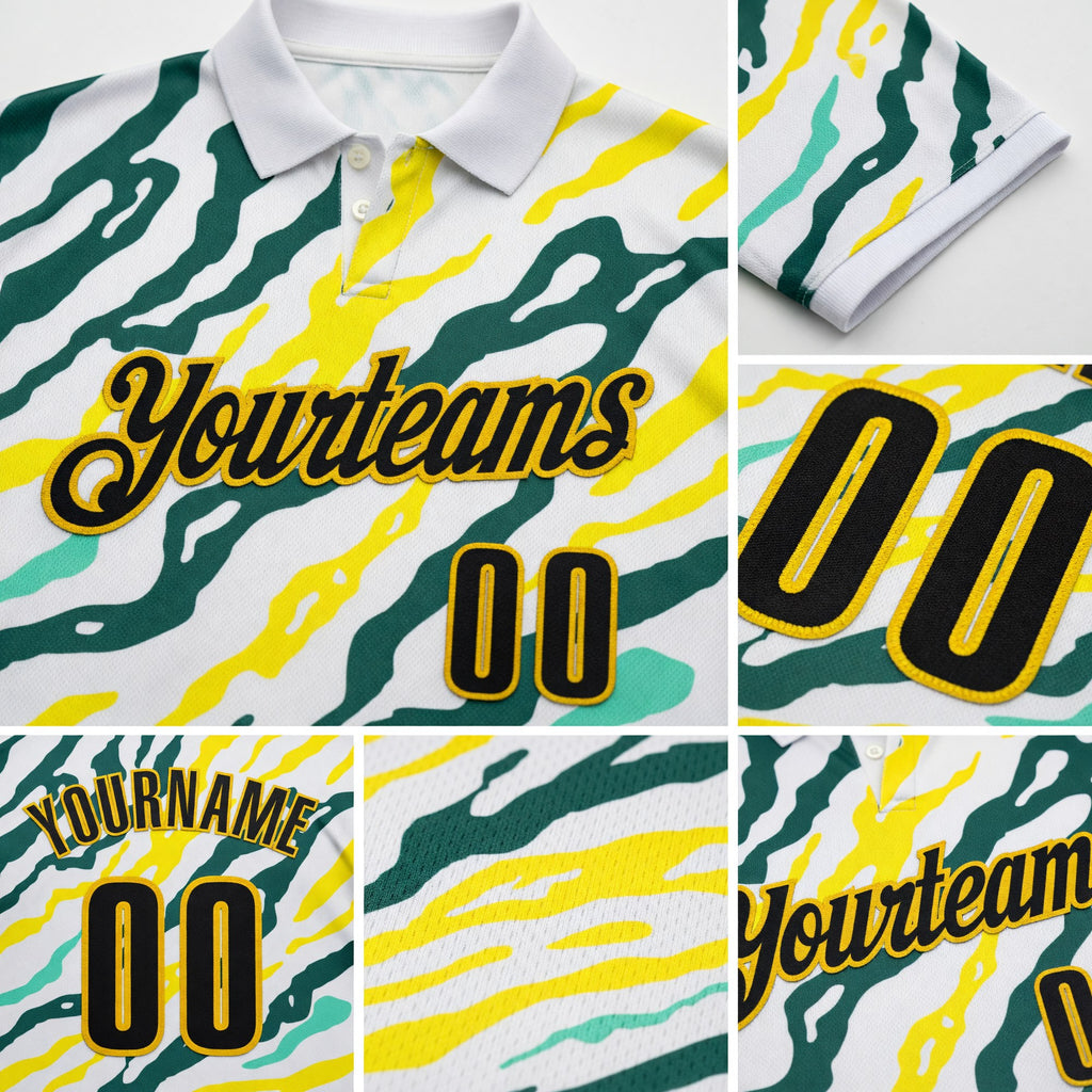 Custom White Black Light Yellow Green-Yellow Esports Performance Polo Shirt detail