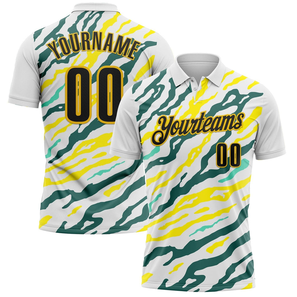 Custom White Black Light Yellow Green-Yellow Esports Performance Polo Shirt photo 1