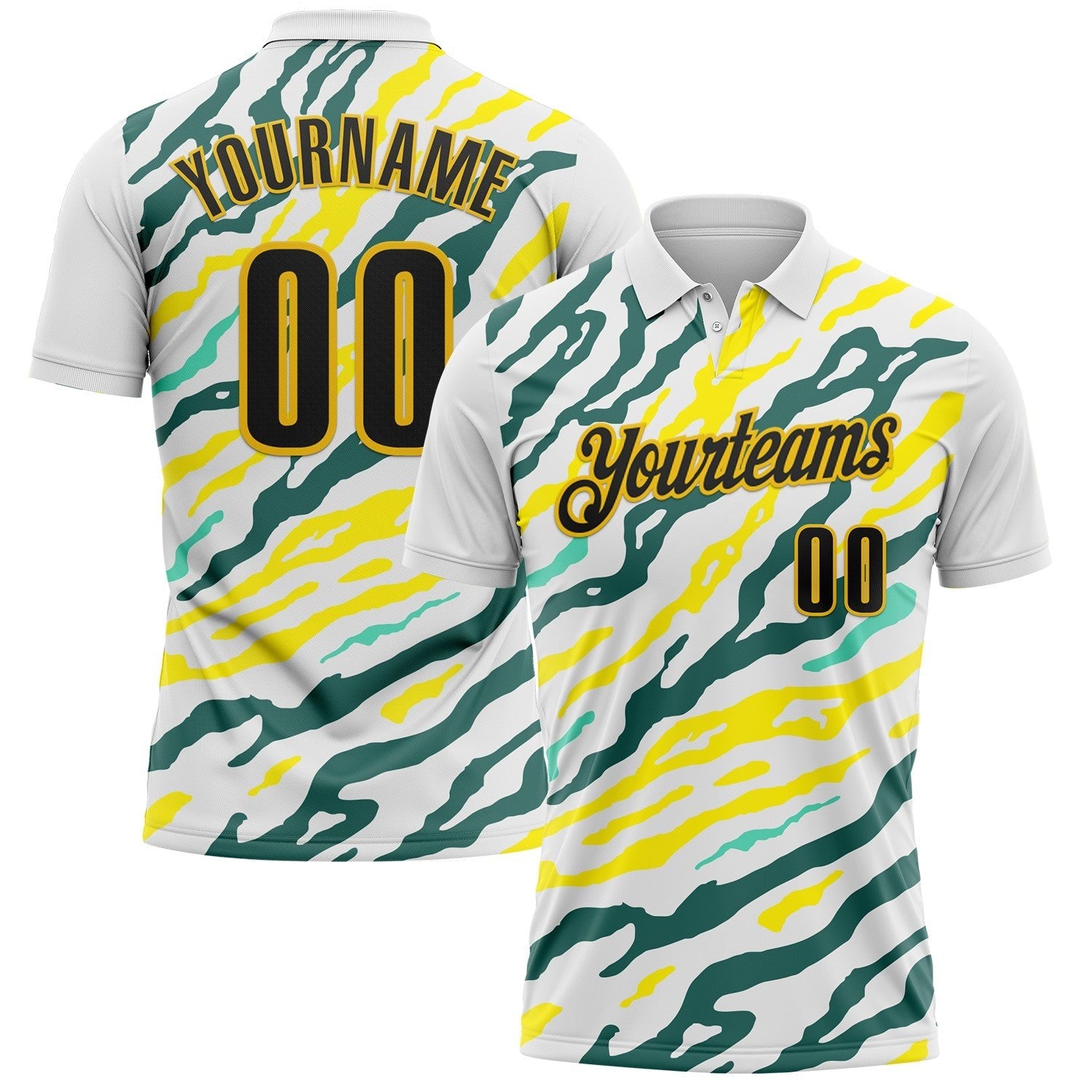 Custom White Black Light Yellow Green-Yellow Esports Performance Polo Shirt photo 1