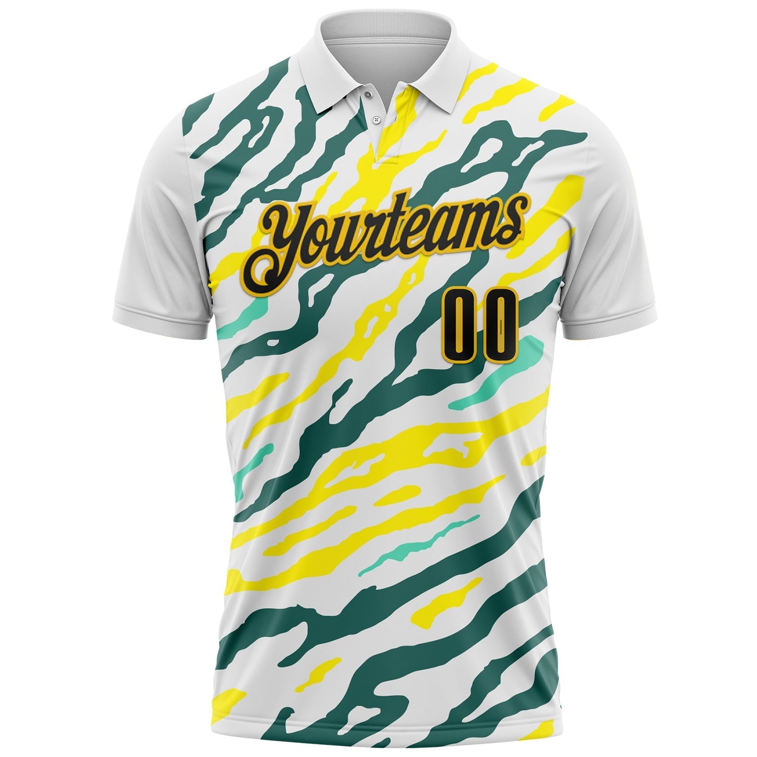 Custom White Black Light Yellow Green-Yellow Esports Performance Polo Shirt photo 2