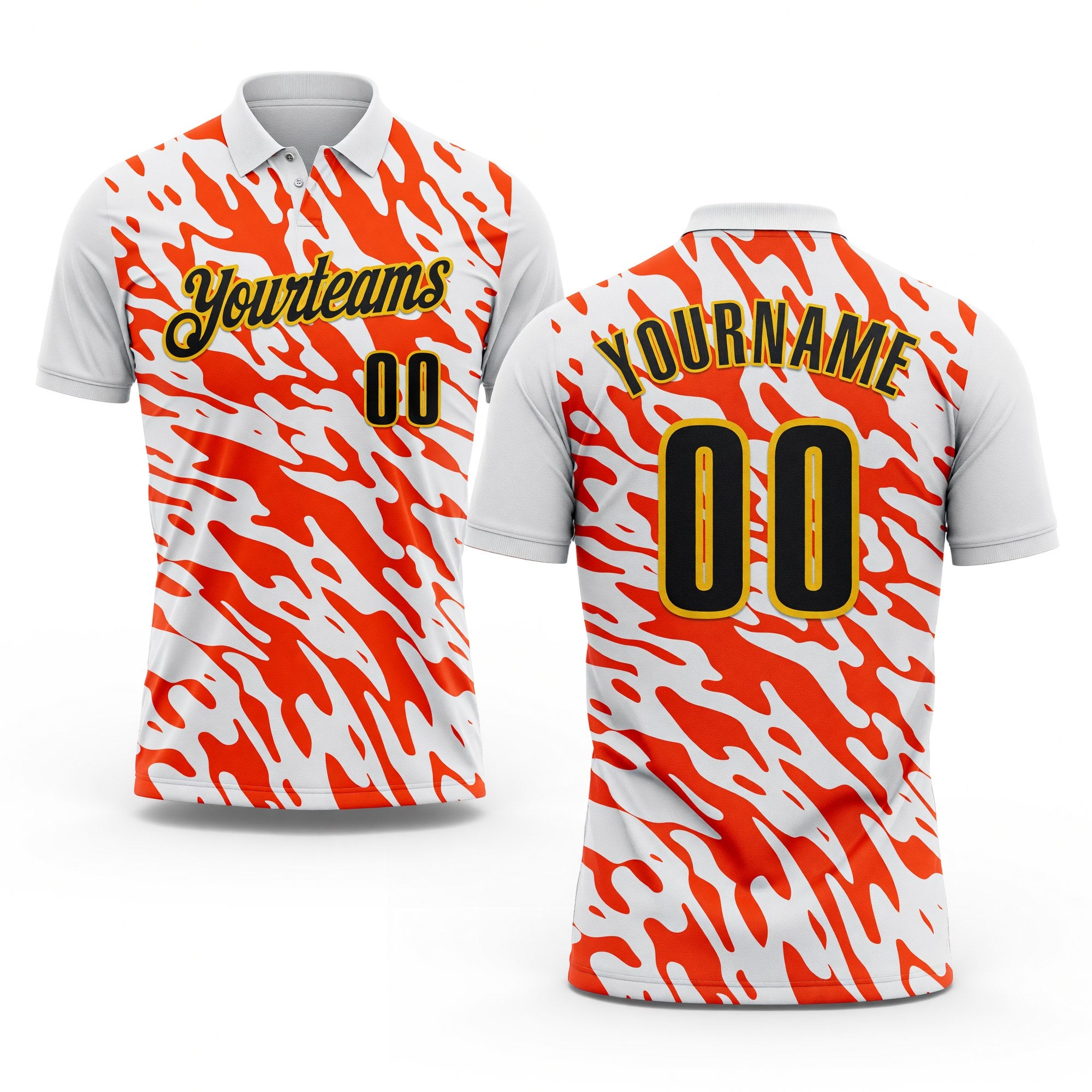 Custom White Black Orange-Yellow Esports Performance Polo Shirt