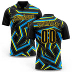 Custom Black Blue-Yellow Esports Performance Polo Shirt