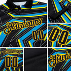 Custom Black Blue-Yellow Esports Performance Polo Shirt detail
