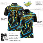 Custom Black Blue-Yellow Esports Performance Polo Shirt photo 3