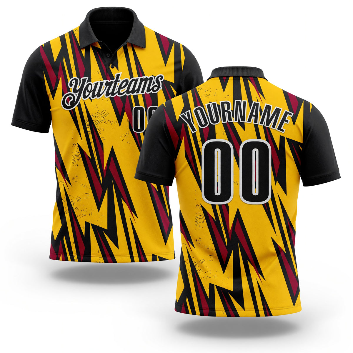 Custom Yellow Black Red-White Esports Performance Polo Shirt