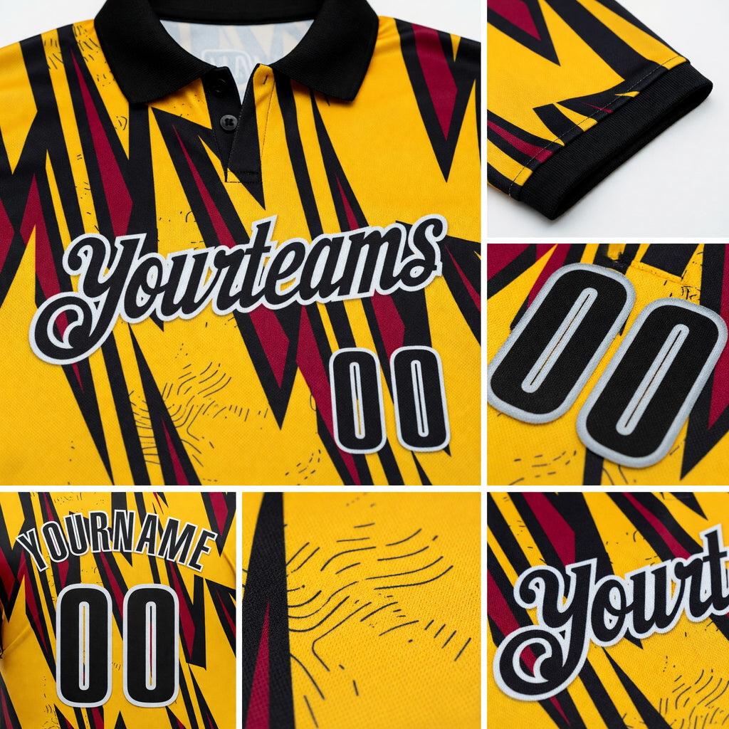 Custom Yellow Black Red-White Esports Performance Polo Shirt detail