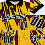 Custom Yellow Black Red-White Esports Performance Polo Shirt detail