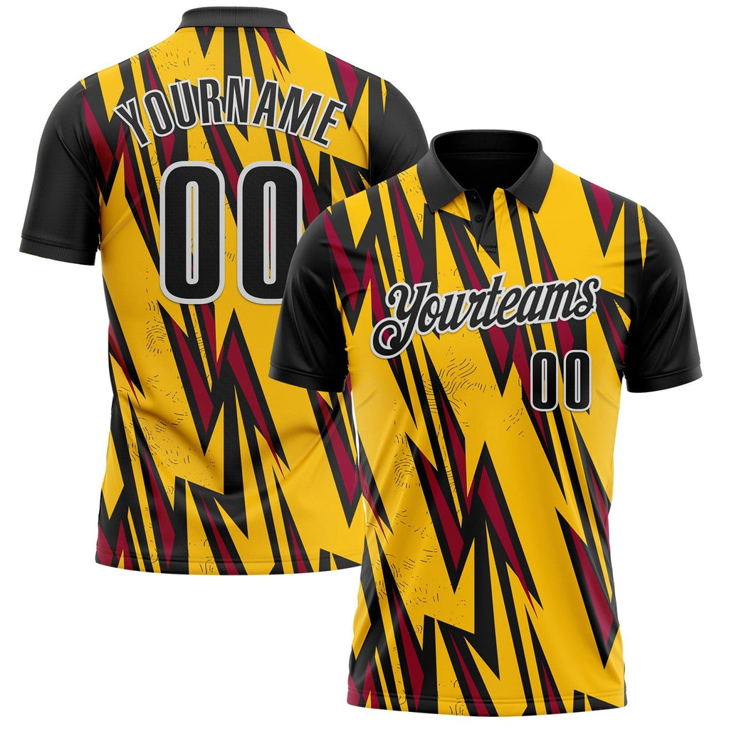 Custom Yellow Black Red-White Esports Performance Polo Shirt photo 1