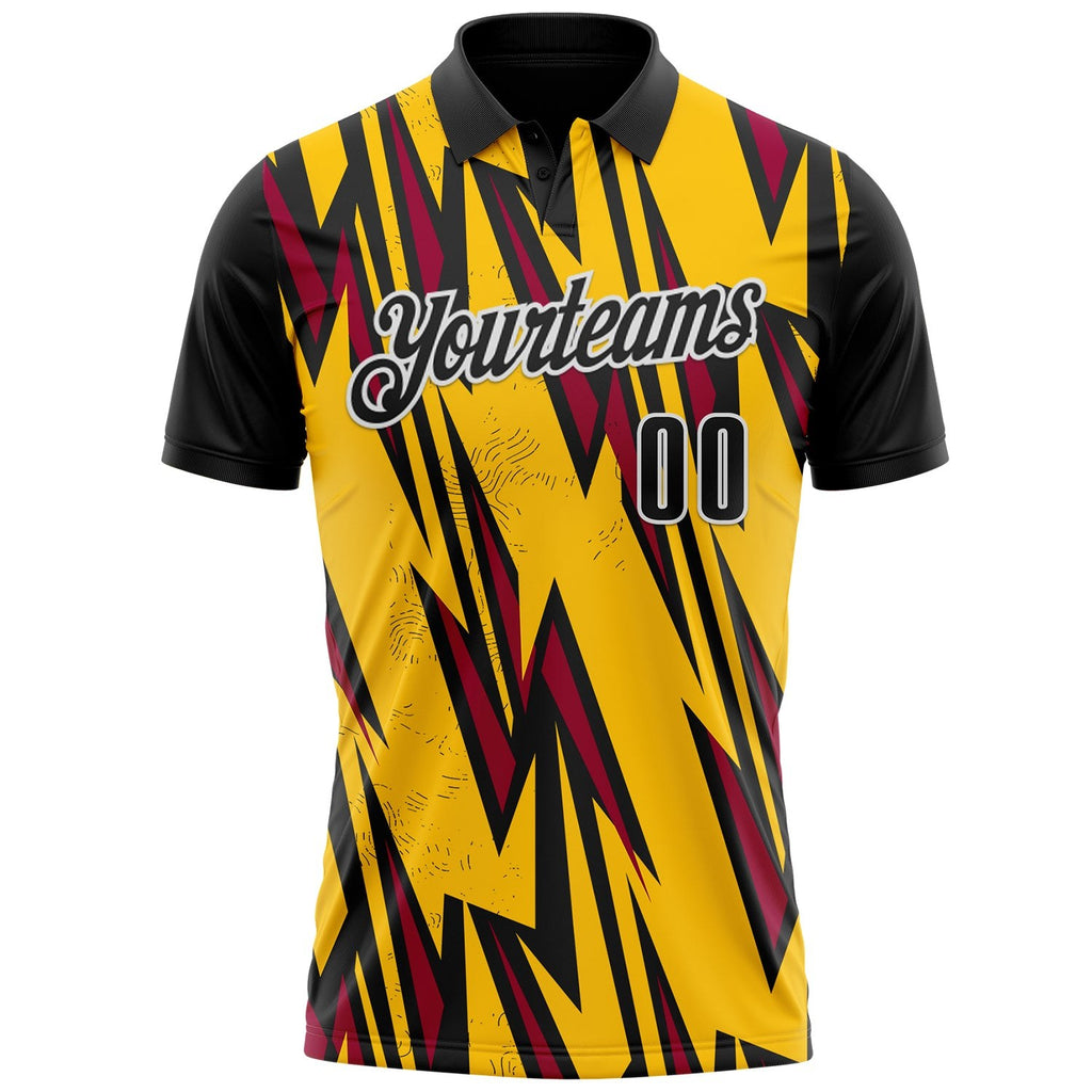 Custom Yellow Black Red-White Esports Performance Polo Shirt photo 2