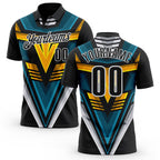 Custom Black Blue Yellow-White Esports Performance Polo Shirt