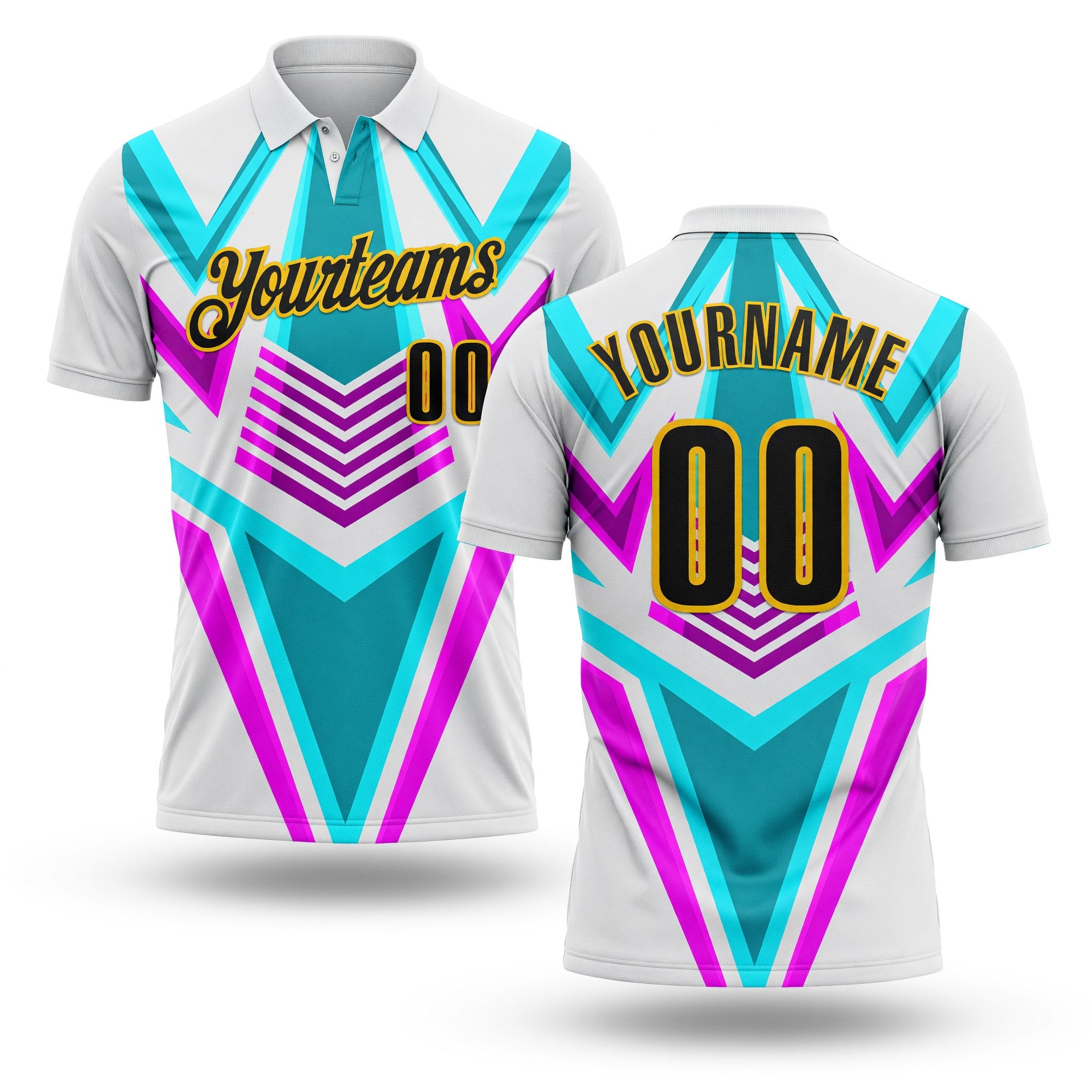 Custom White Black Green Purple-Yellow Esports Performance Polo Shirt