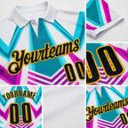 Custom White Black Green Purple-Yellow Esports Performance Polo Shirt detail