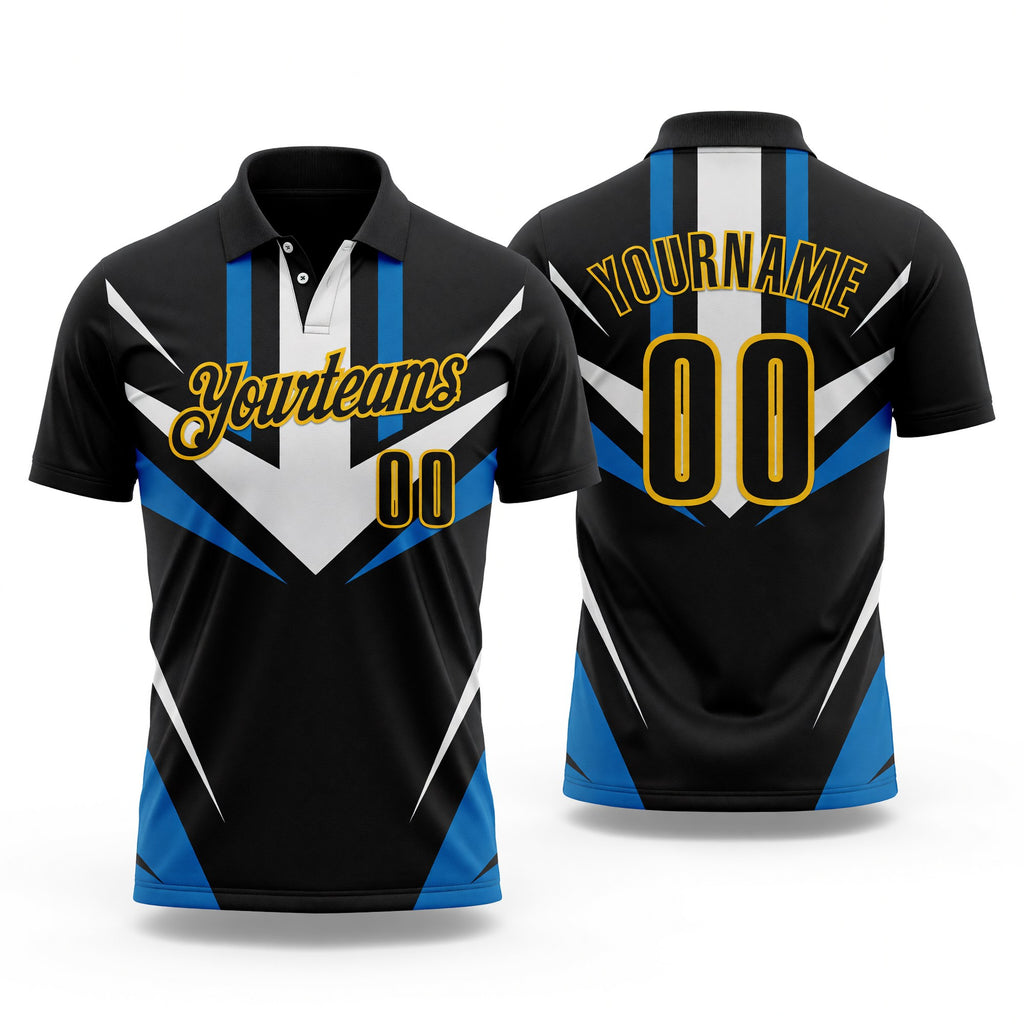 Custom Black Blue-Yellow Esports Performance Polo Shirt
