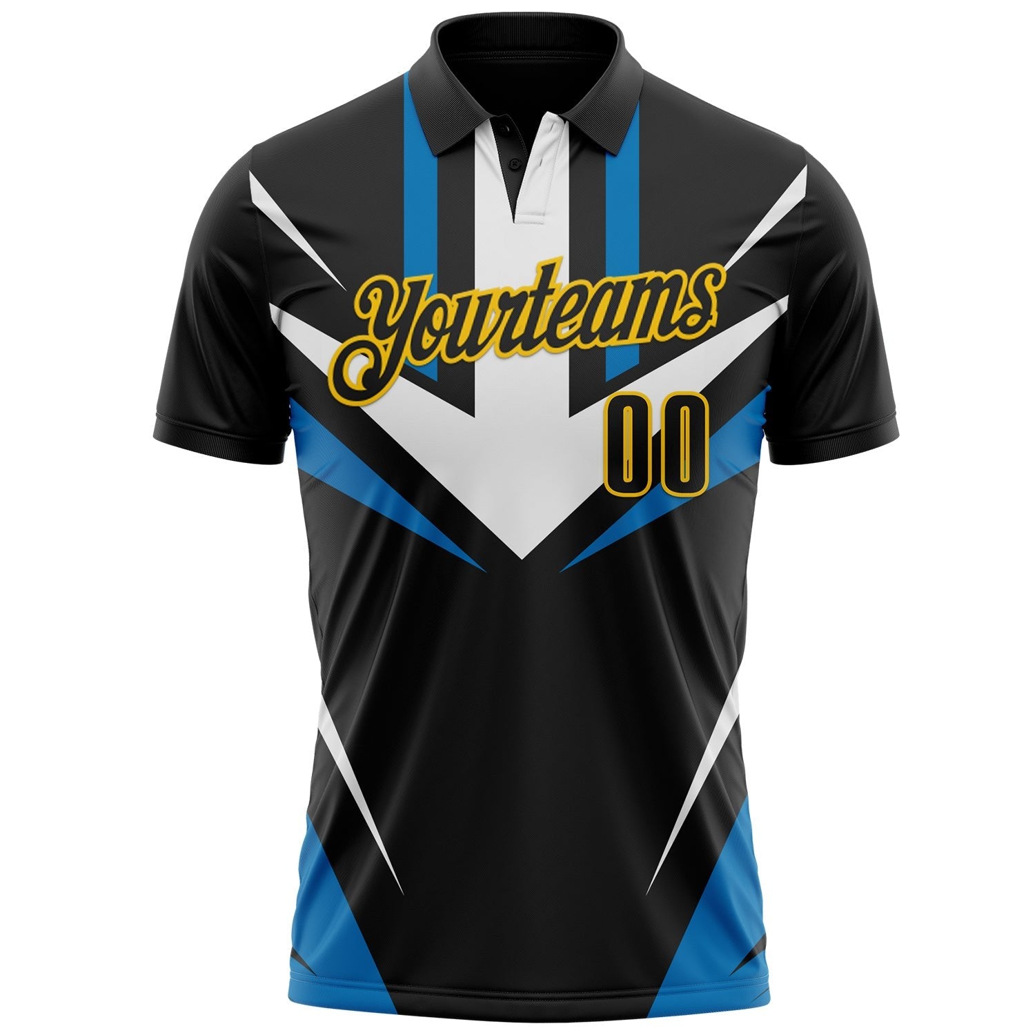 Custom Black Blue-Yellow Esports Performance Polo Shirt photo 2