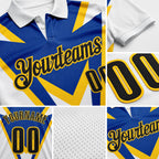 Custom White Black Blue-Yellow Esports Performance Polo Shirt detail