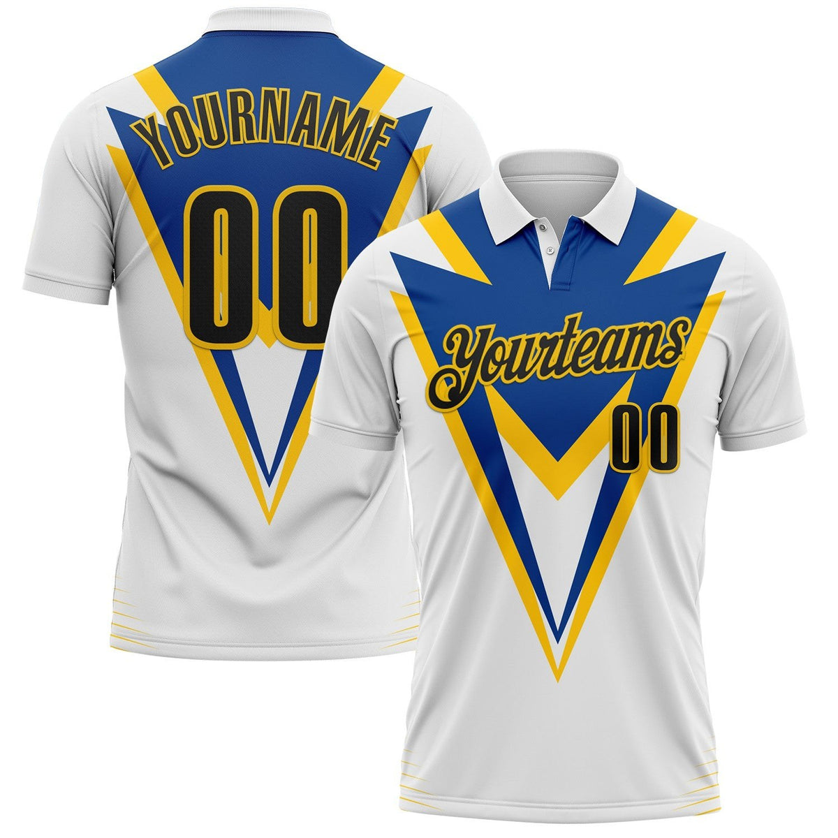 Custom White Black Blue-Yellow Esports Performance Polo Shirt photo 1