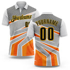 Custom White Black Gray Orange-Yellow Esports Performance Polo Shirt