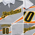 Custom White Black Gray Orange-Yellow Esports Performance Polo Shirt detail
