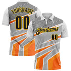 Custom White Black Gray Orange-Yellow Esports Performance Polo Shirt photo 1